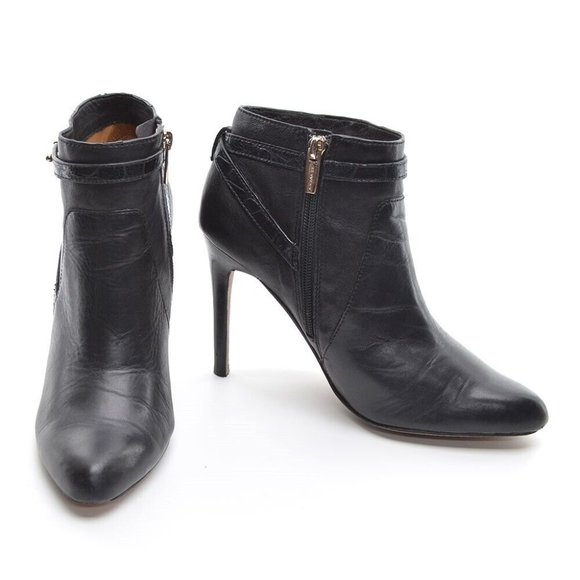Coach Ursa Black Leather Stiletto Heeled Booties 7.5 B - Picture 2 of 6